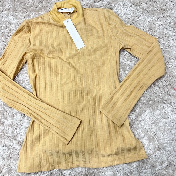 NWT JONATHAN SIMKHAI Janelle Ribbed Open Back Top in Honey Size x-Small - Picture 2 of 10